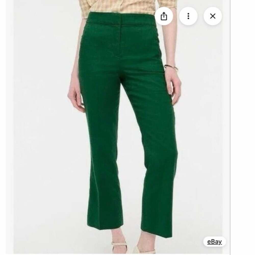 NWT J. CREW Linen Blend Kelly Green Kelsey Trouser Pants Career Wear